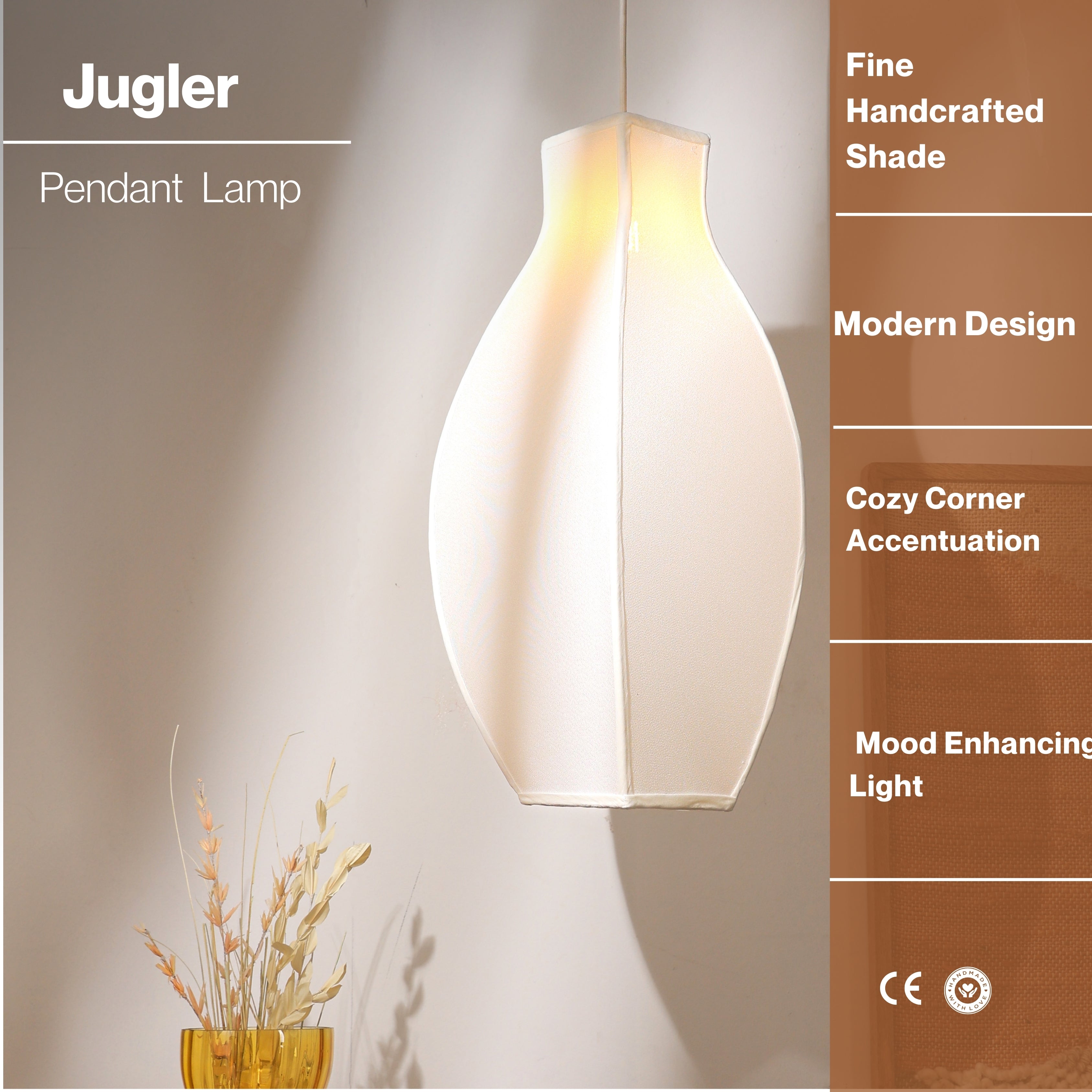 Juglar Pendant Lamp (Off White) - Corners & Bedside Hanging Light, Modern, Spandex Fabric Pendant Light