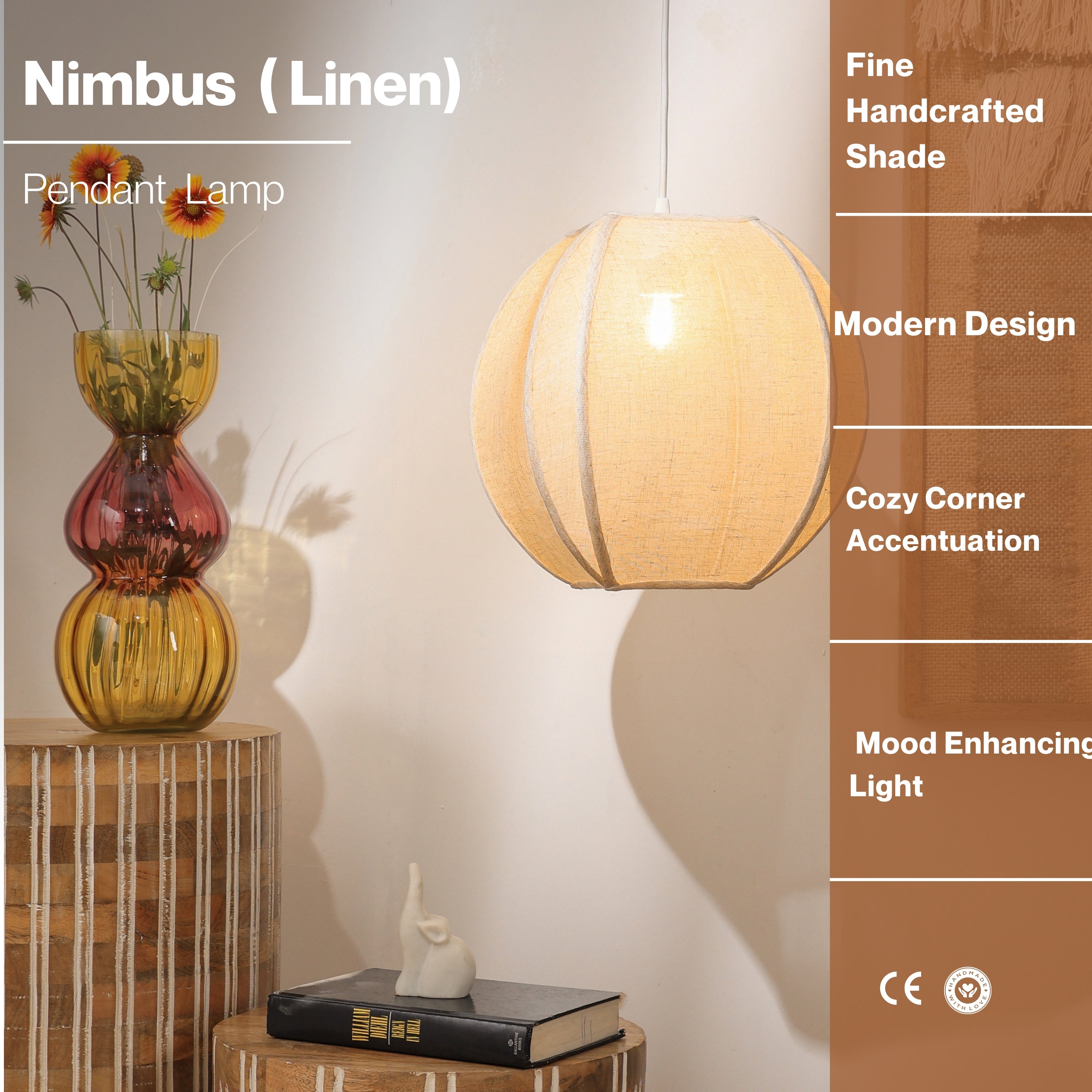 Nimbus Pendant Lamp - Corners, Spandex Fabric Pendant Light For Living Room, Decorative Hanging Light