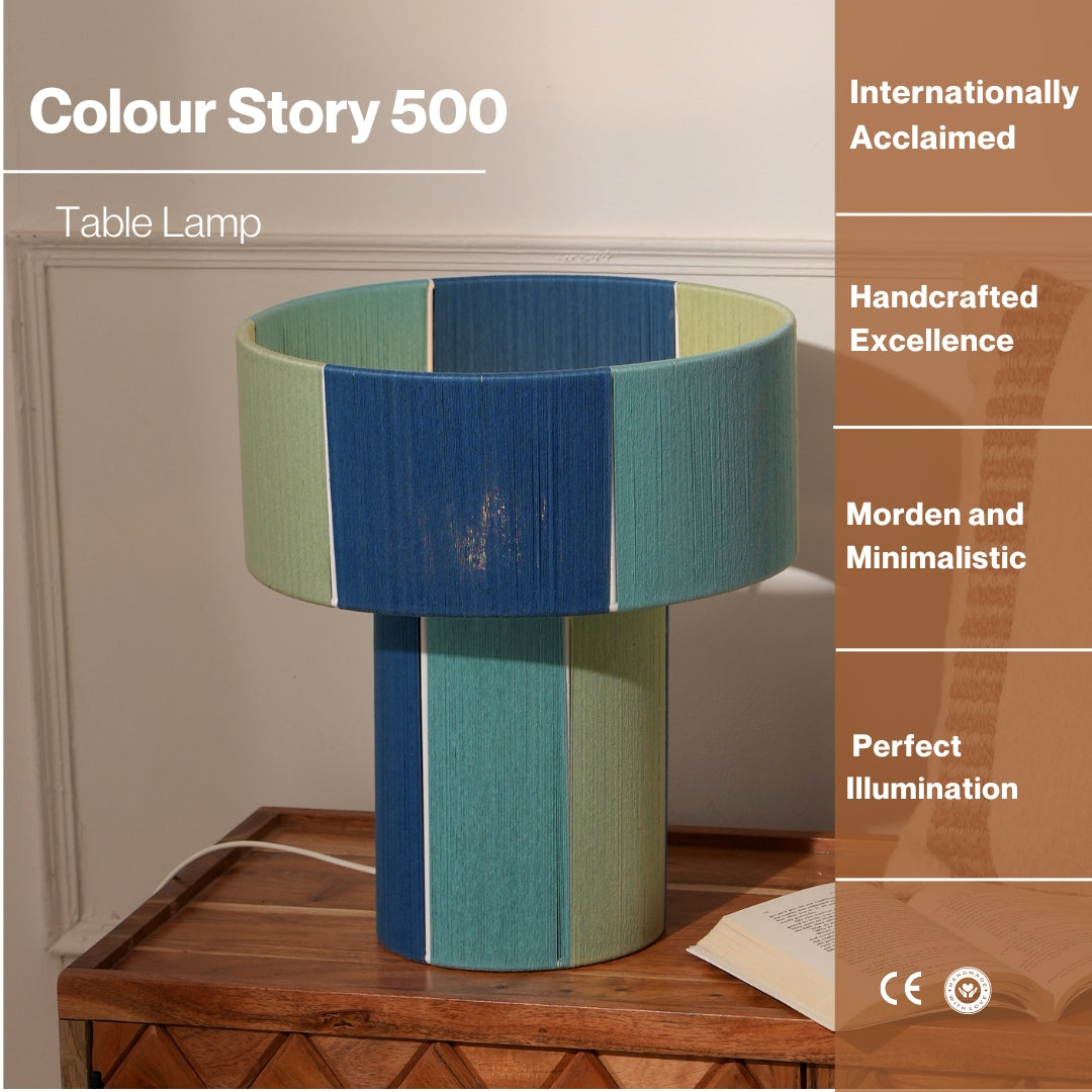 Colour Story 500 table lamp- Colourful Yarns, Handwoven, Artisanal desk Lamp