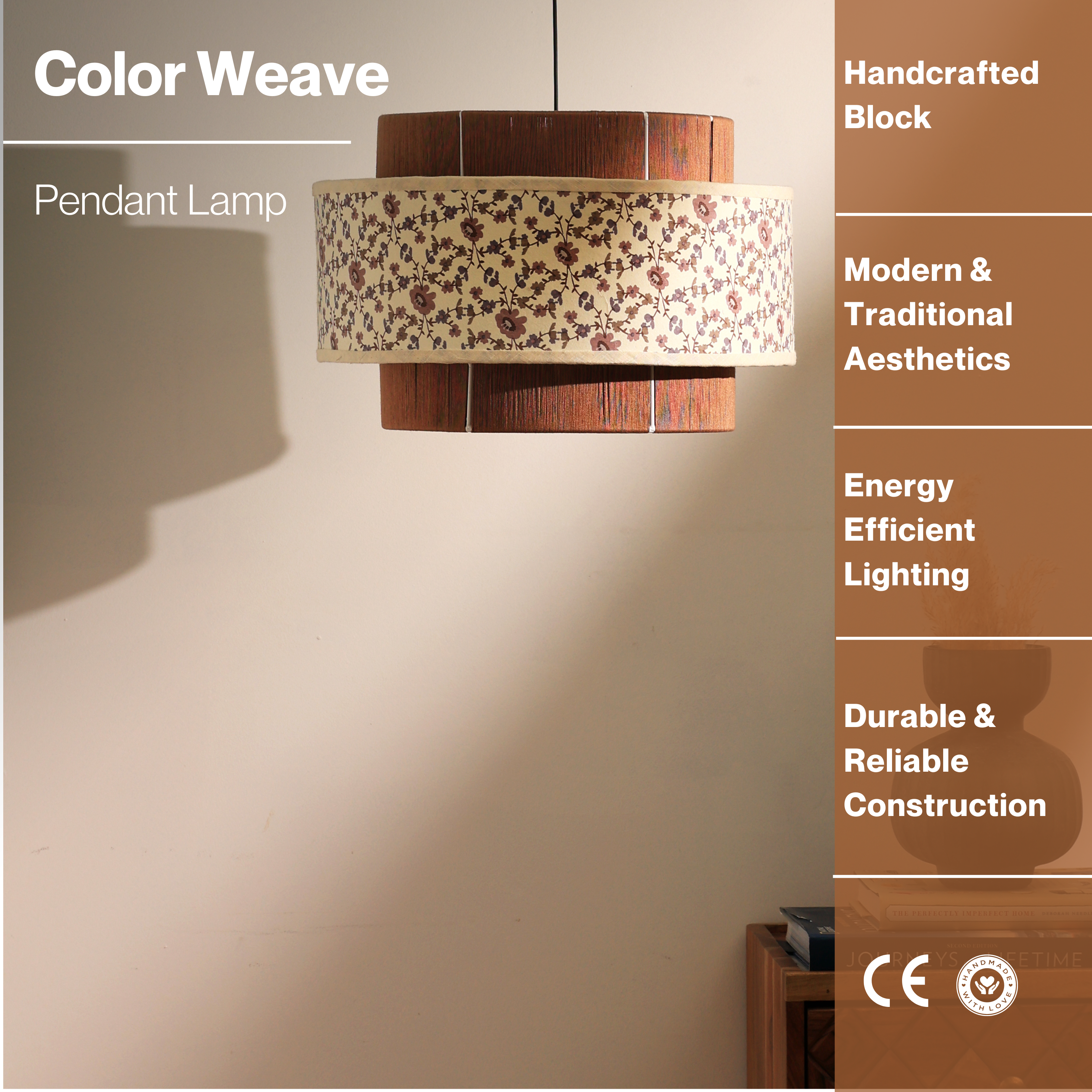 Colour Weave Pendant Lamp - Threading, Handmade Pendant Light, Scandi-Style Hanging Light