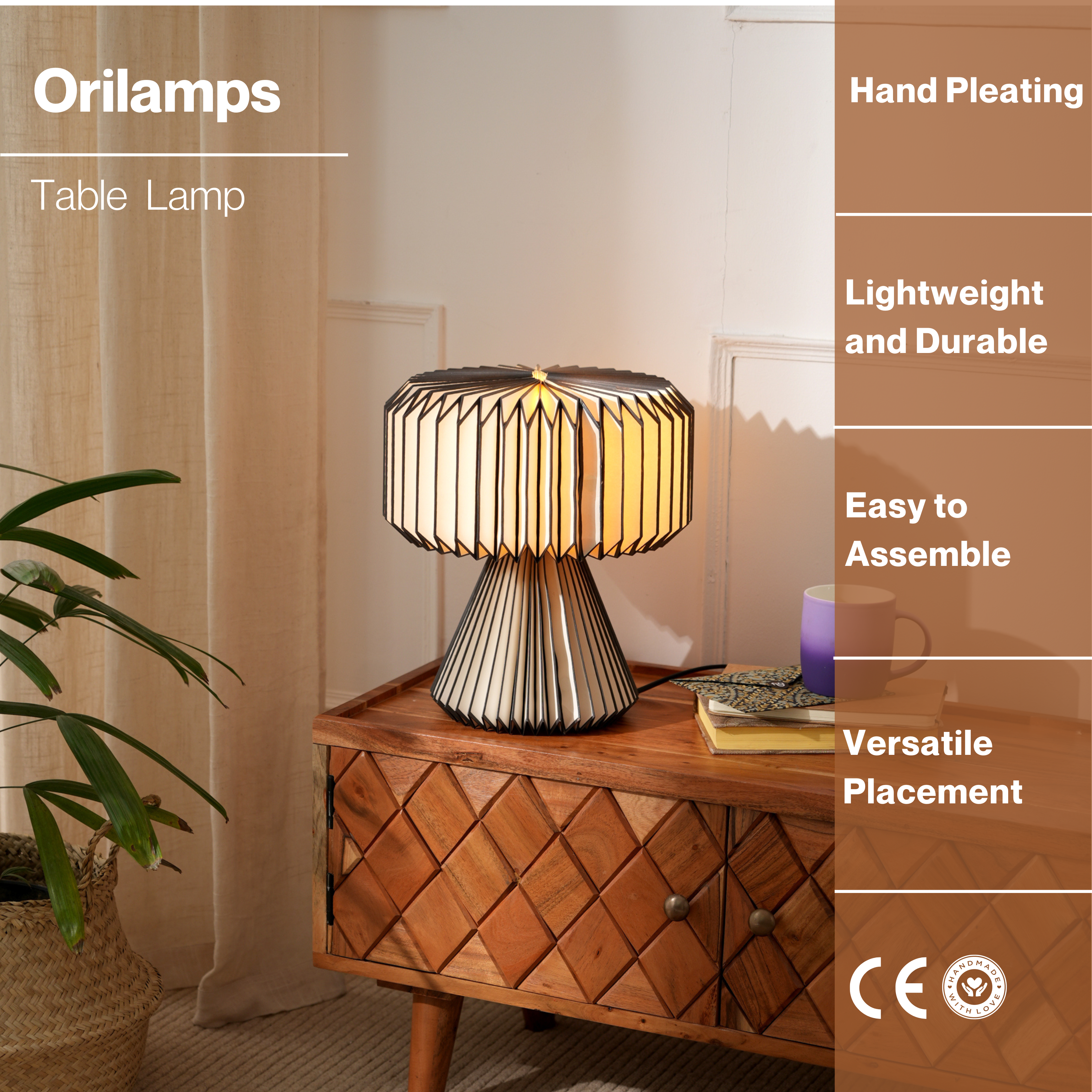 Orilamp Table Lamp - Bedside Desk Lamp, Table & Cozy Console Bedside Lamp