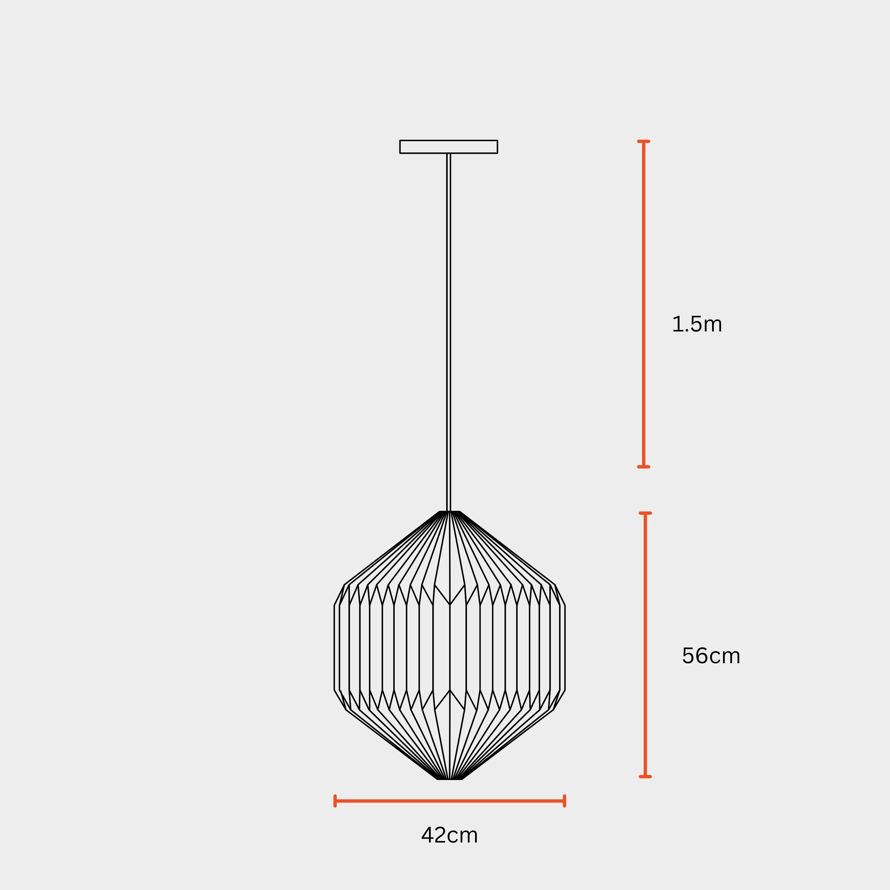 Oblong Pendant Lamp - Paper Origami Pendant Light , Handpleating, Origami Lampshade, Scandinavian Design Hanging Light