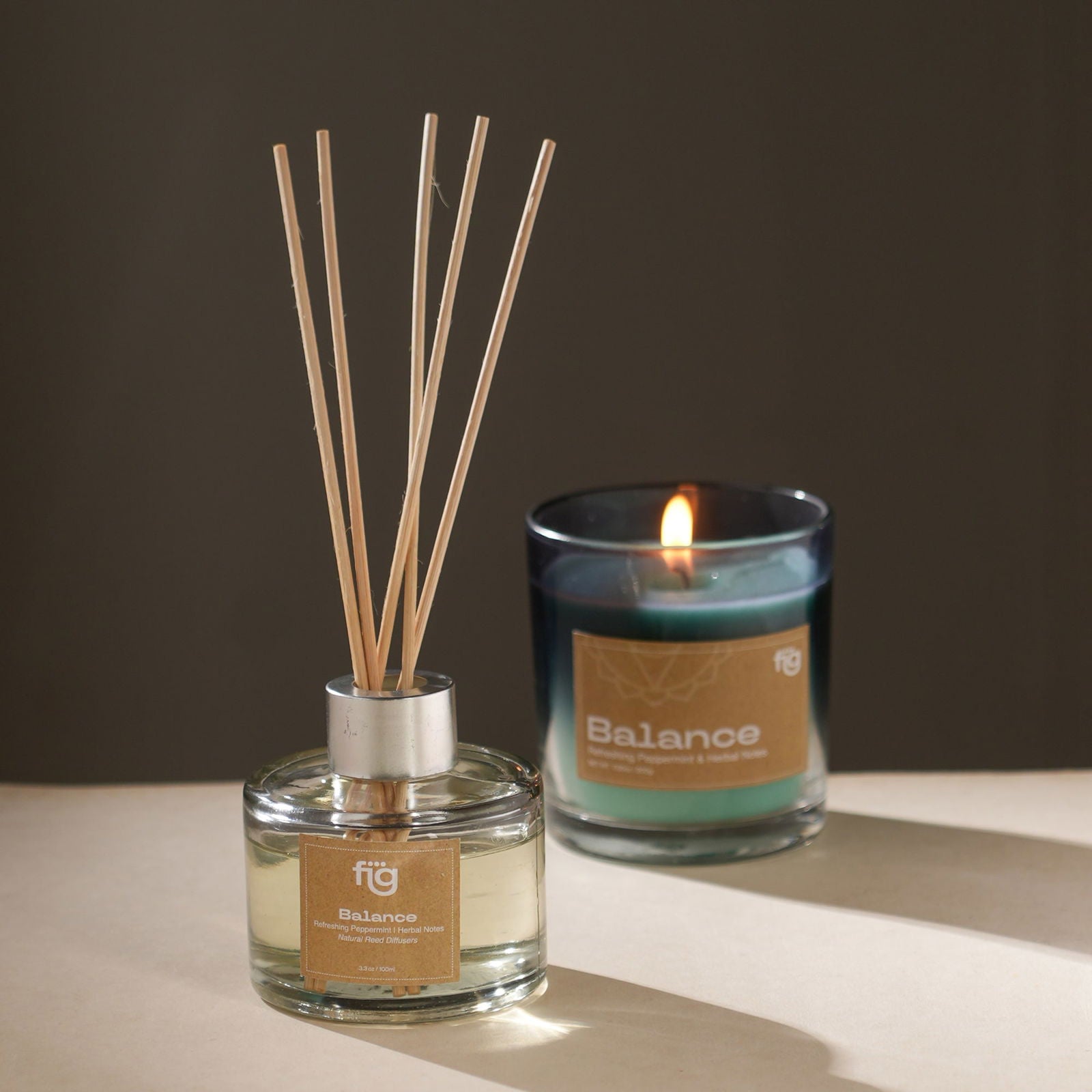 Balance Peppermint Reed Diffusor and scented candle- IFRA standard perfumes - FIG Living - Balance Peppermint Reed Diffusor and scented candle- IFRA standard perfumes - FIG Living