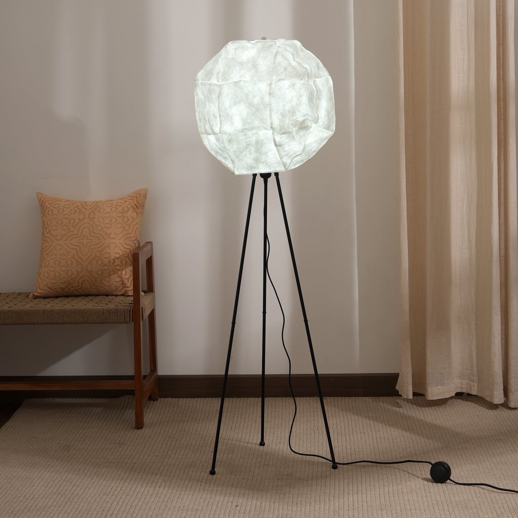 Luna Floor Lamp - Tripod Floor Lamp, Innovative Handcrafted Design, Recycled Polyethylene and Metal made standing light