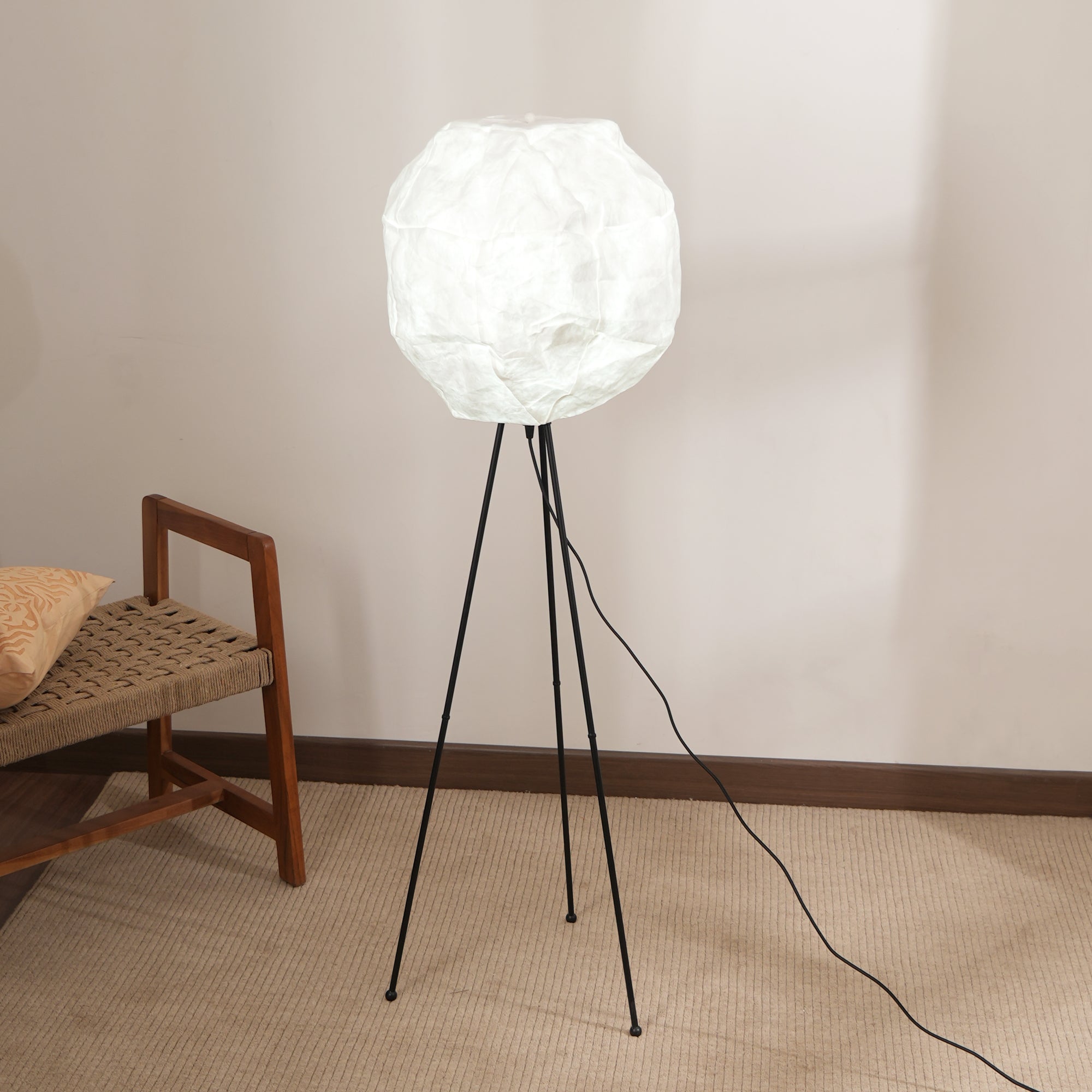 Luna Floor Lamp - Tripod Floor Lamp, Innovative Handcrafted Design, Recycled Polyethylene and Metal