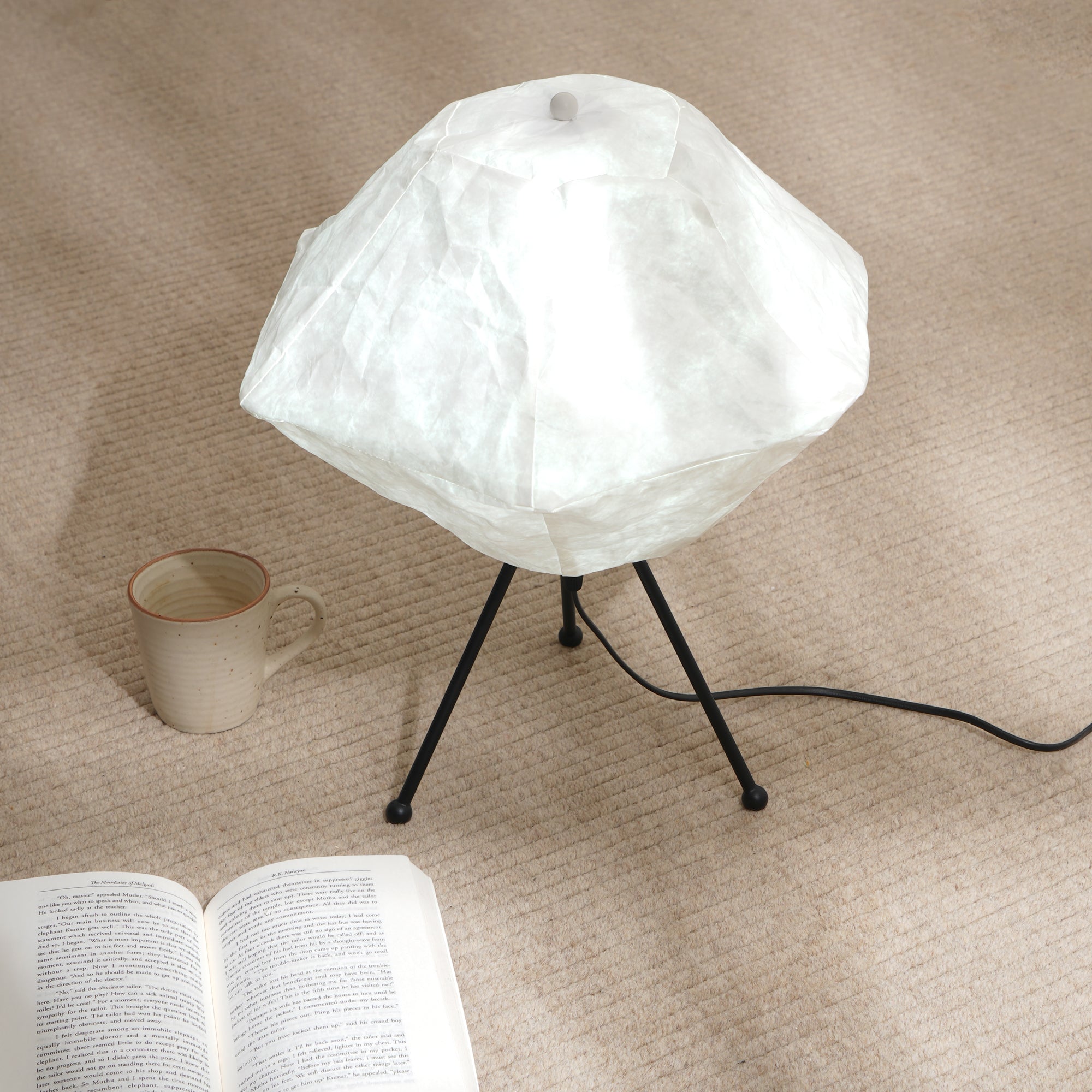 Luna Table Lamp - Tripod Table Lamp, Innovative Handcrafted Design desk lamp, Recycled Polyethylene and Metal