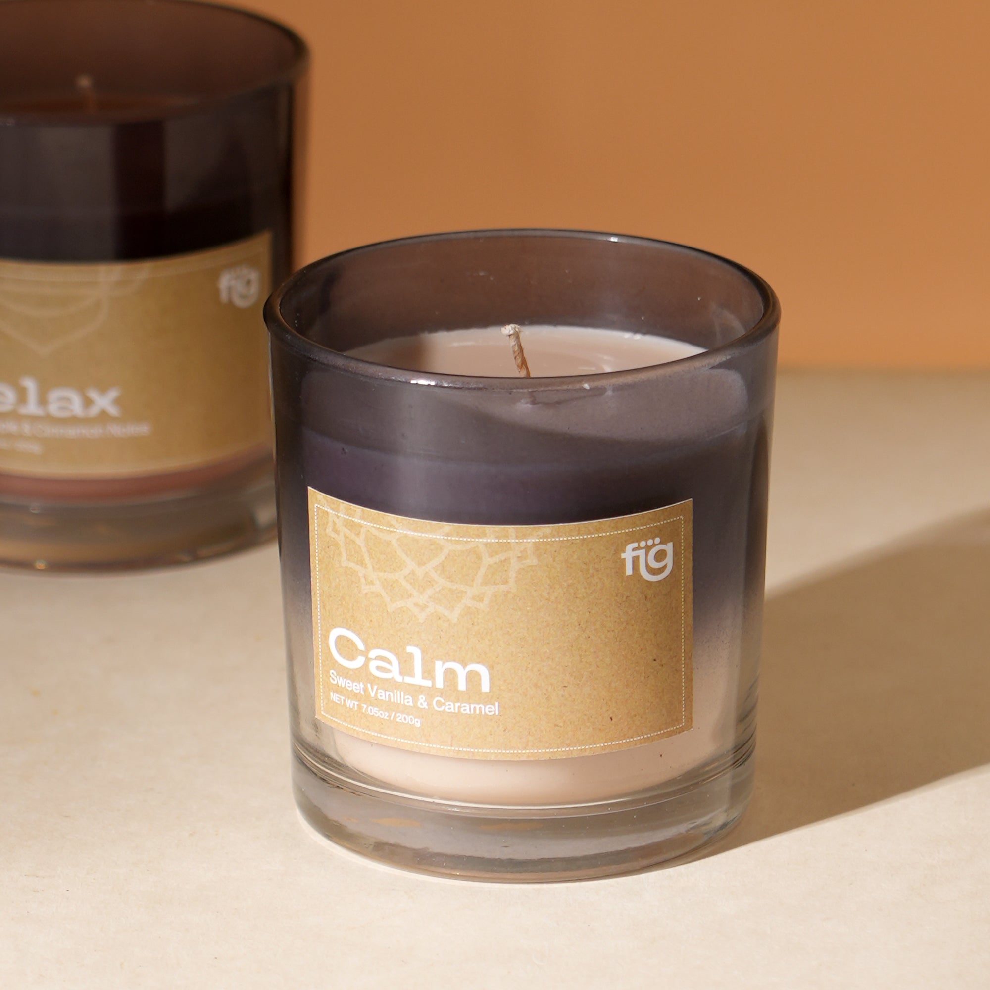 Calm Vanilla & Caramel Vegan Wax Candle - Palm Wax Scented Candle