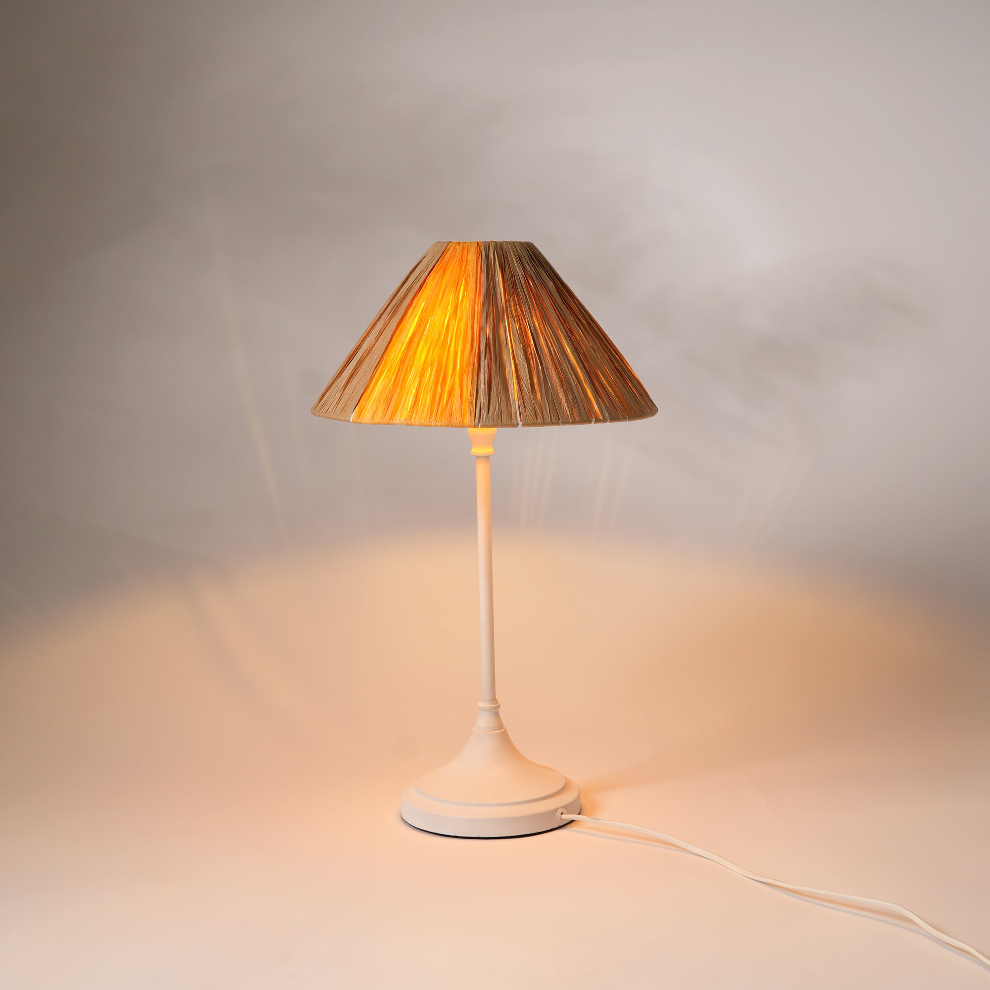 Rutique Charm Table Lamp (Raffia Shade Desk Lamp) - Limited Edition Bedside Lamp