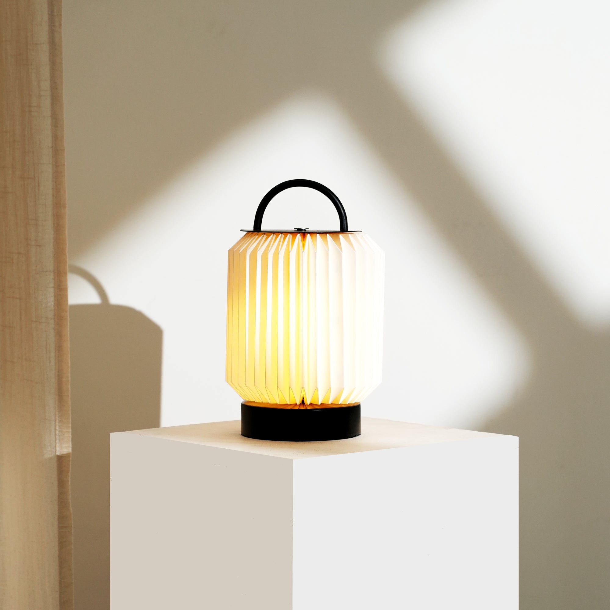 Tote Table Lamp - Modern Scandinavian Design, Origami Lampshade, Metal Base