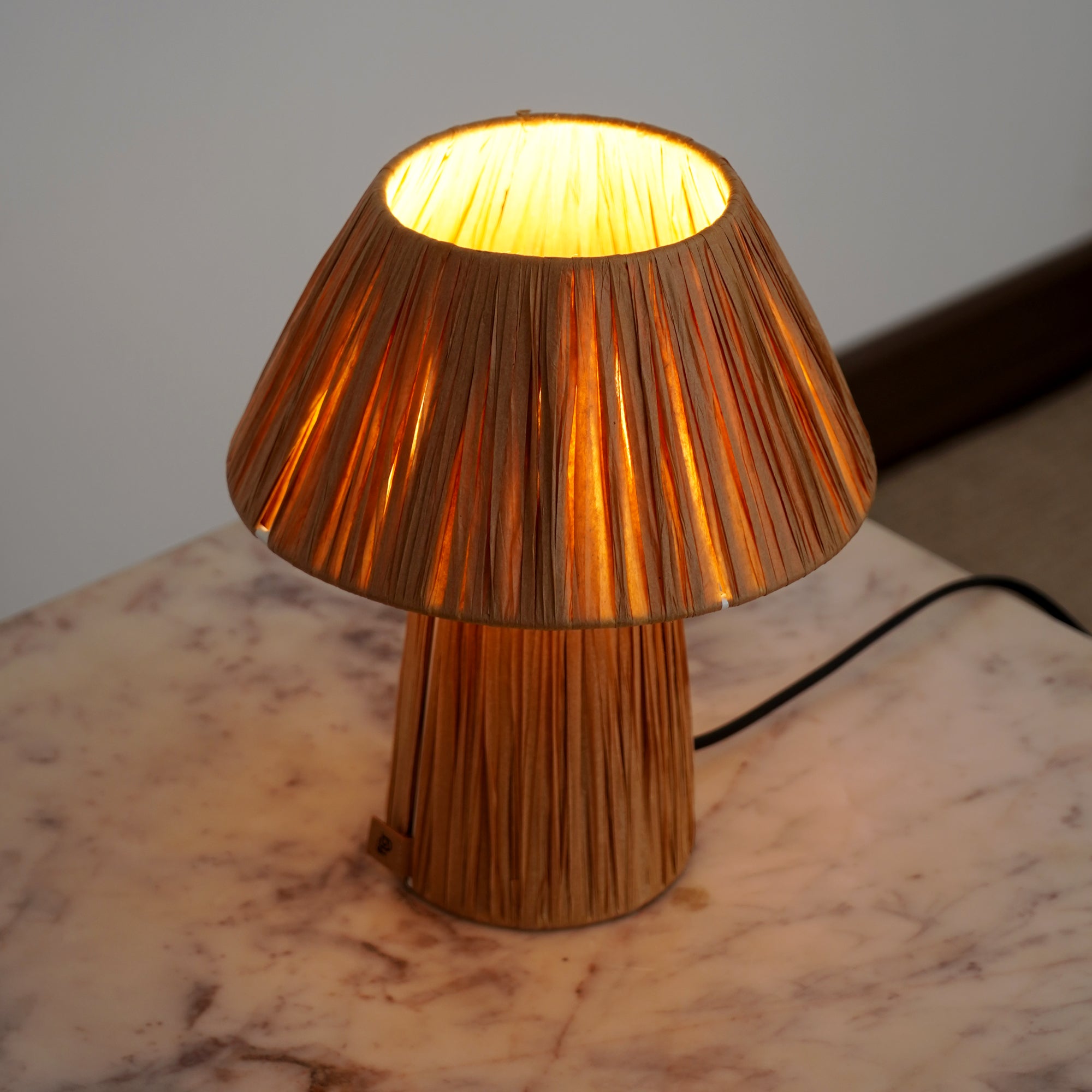 Petite Table Lamp - Perfect for Earthy Spaces, Handwoven Raffia Desk Lamp