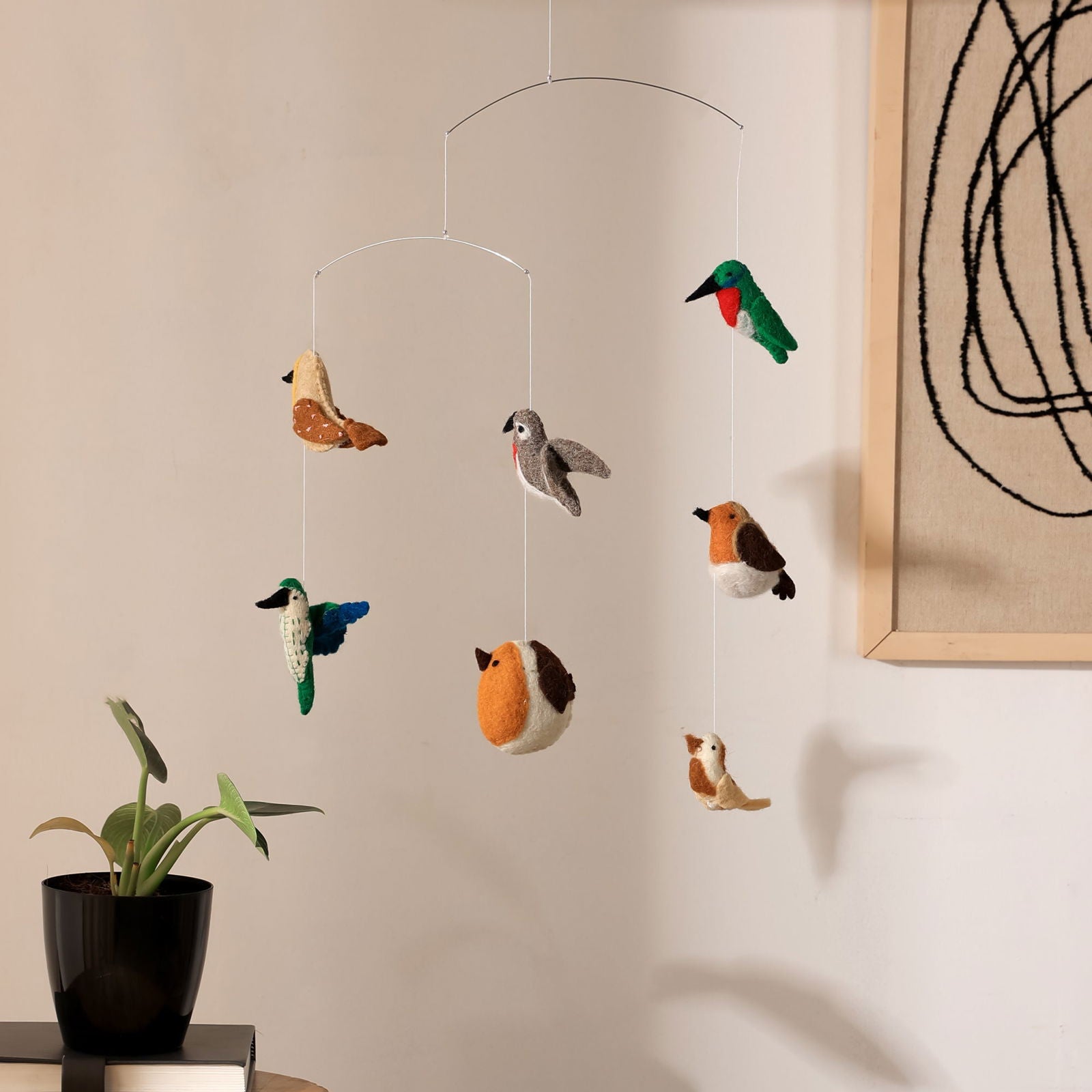 Felt Ornaments Hanging Mobile (Birds) - Kids hanging wall Decor, Ornaments, Hanging Mobiles made from Wool - FIG Living - Felt Ornaments Hanging Mobile (Birds) - Kids hanging wall Decor, Ornaments, Hanging Mobiles made from Wool - FIG Living