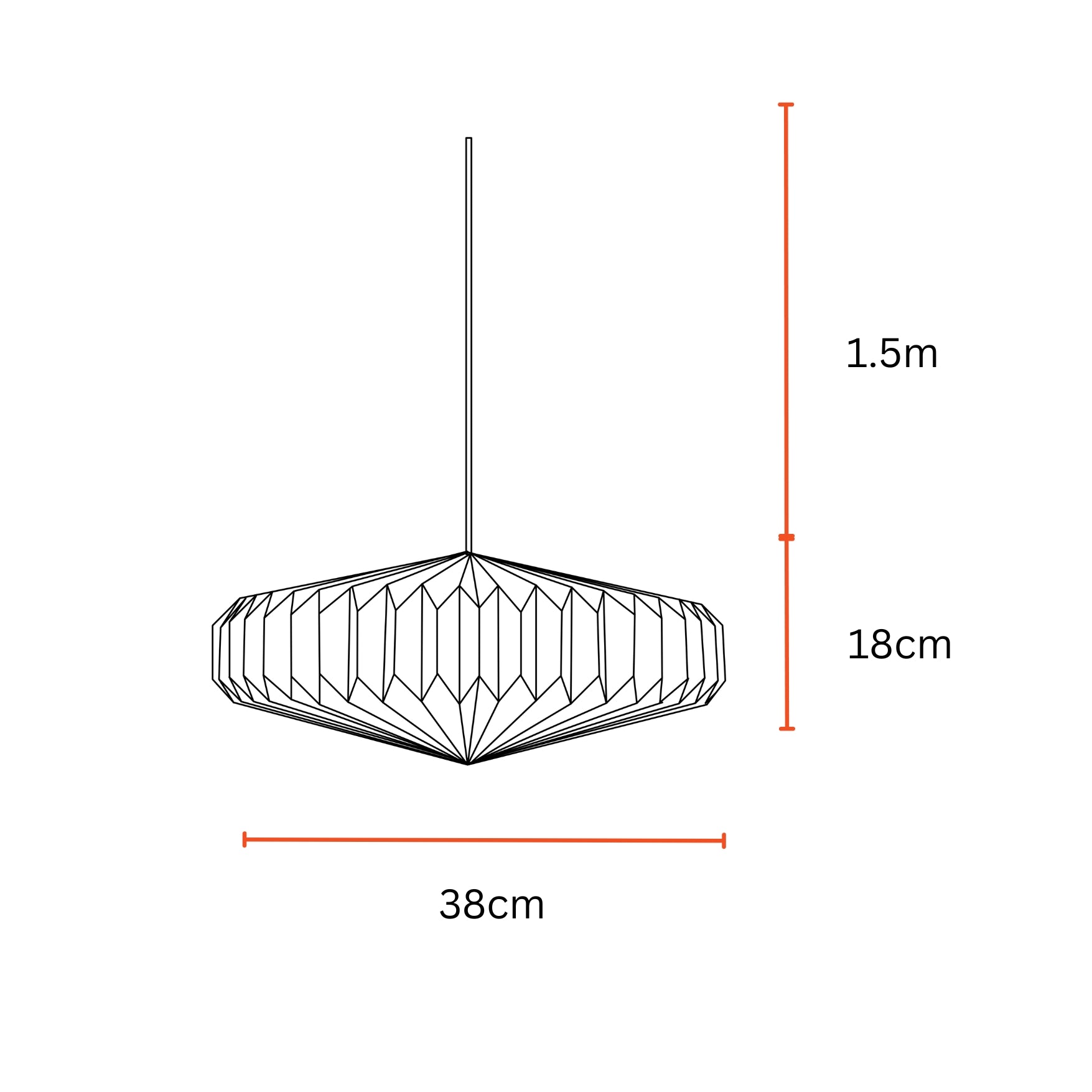 Oblong 2 (Linen) Pendant Lamp - European Linen, Disc Shaped Pendant Light, Handpleated Origami Hanging Light Image