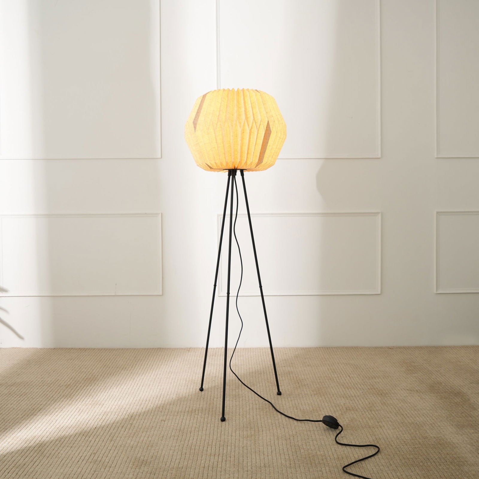 Lifo Floor Lamp - Origami, Linen Floor Light, Knock Down Tripod standing Lamp - FIG Living - Lifo Floor Lamp - Origami, Linen Floor Light, Knock Down Tripod standing Lamp Image