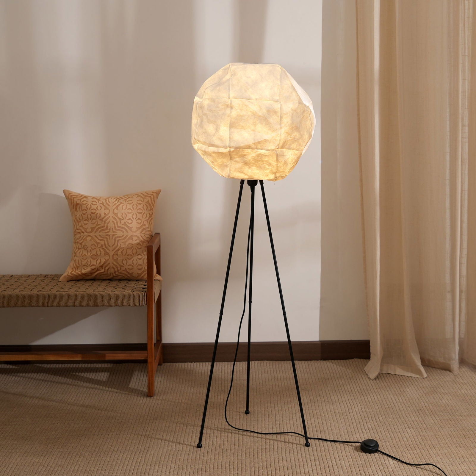 Luna Floor Lamp - Tripod Floor Lamp, Innovative Handcrafted Design, Recycled Polyethylene and Metal made standing light - FIG Living - 