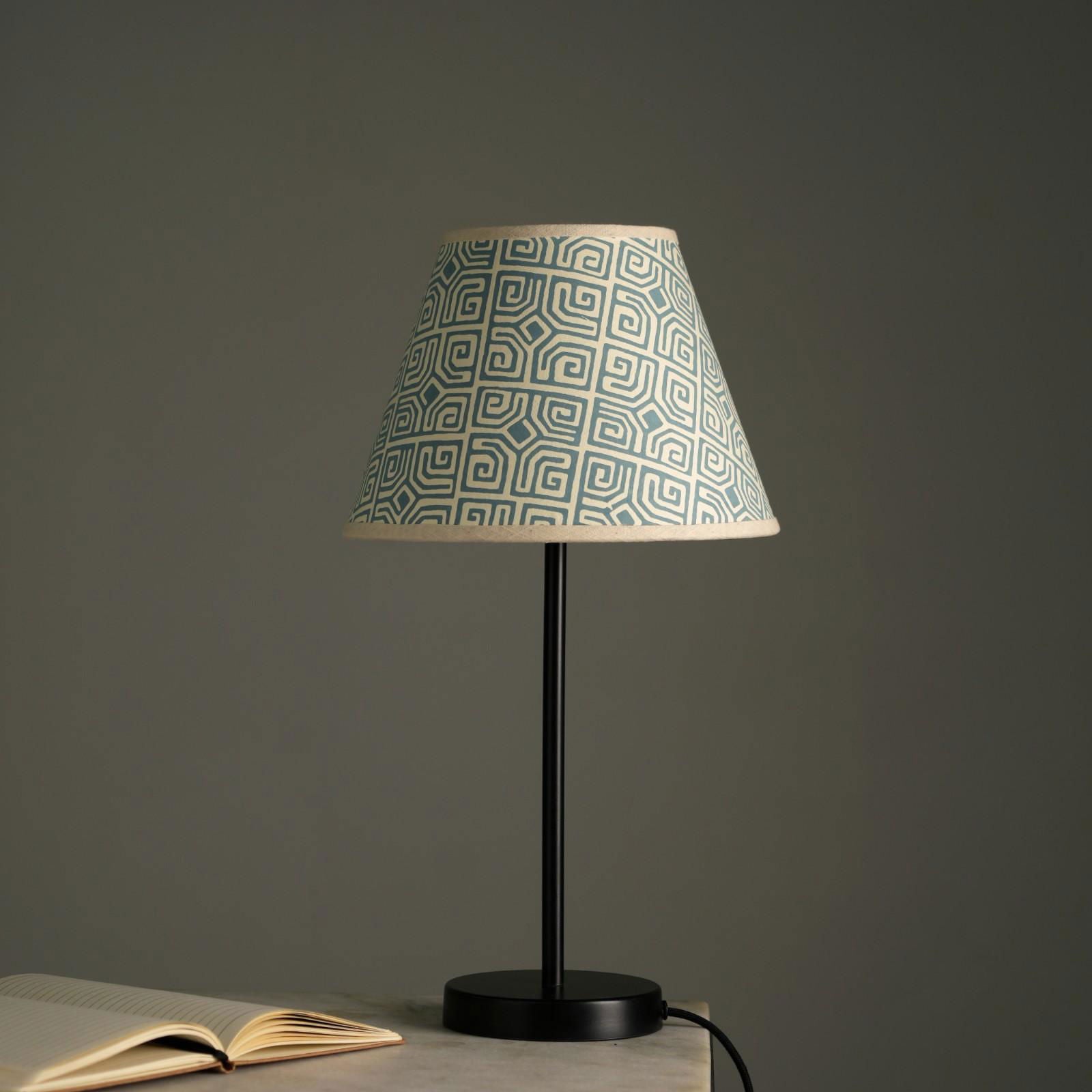 Nordic Night Table Lamp - Indic-Intrigue Print Desk Lamp - Made from Cotton Recycled Paper, Bedside lamp with Premium Matte Finish for Base - FIG Living - Nordic Night Table Lamp - Indic-Intrigue Print Desk Lamp - Made from Cotton Recycled Paper, Bedside lamp with Premium Matte Finish for Base - FIG Living