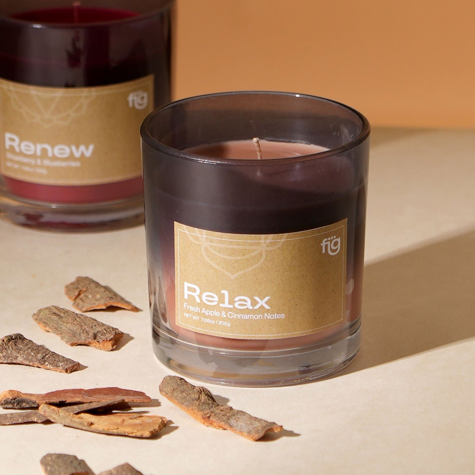 Relax Apple & Cinnamon Vegan Wax Candle - Palm Wax Scented candle - FIG Living - Relax Apple & Cinnamon Vegan Wax Candle - Palm Wax Scented candle - FIG Living