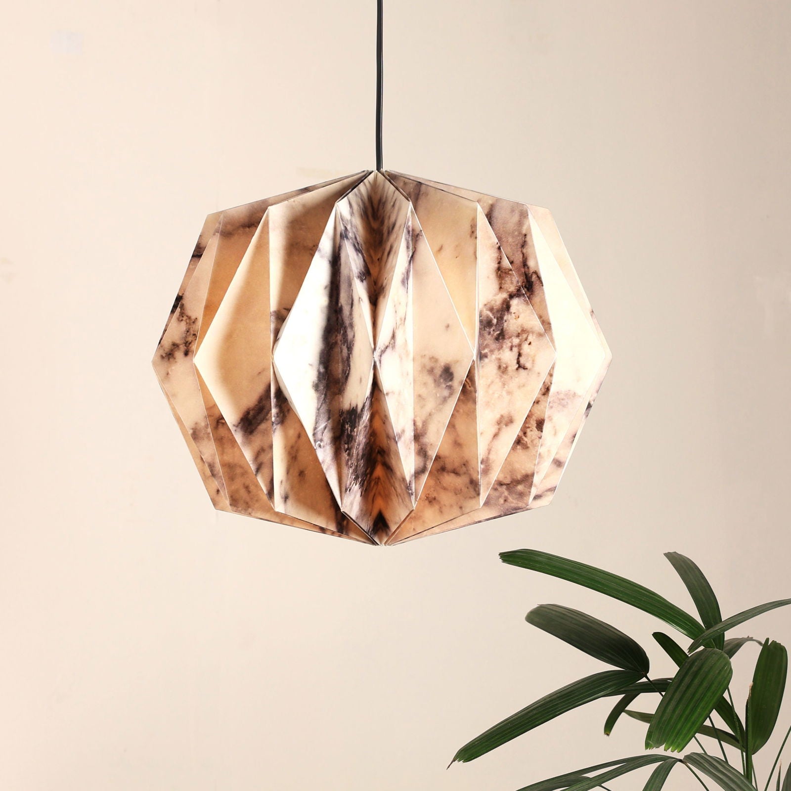 Sphere Pendant LIght (Marble Print) - Marble Print, Origami Pendant Lamp, Best Design Messe Frankfurt Trends 2024 For Hanging Light - FIG Living - Sphere Pendant LIght (Marble Print) - Marble Print, Origami Pendant Lamp, Best Design Messe Frankfurt Trends 2024 For Hanging Light - FIG Living